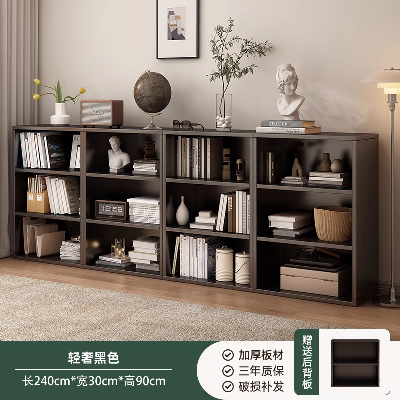 黒キャビネット一体型壁床本棚カレック格子キャビネットソファサイドキャビネット層状収納ラック収納キャビネット|undefined
