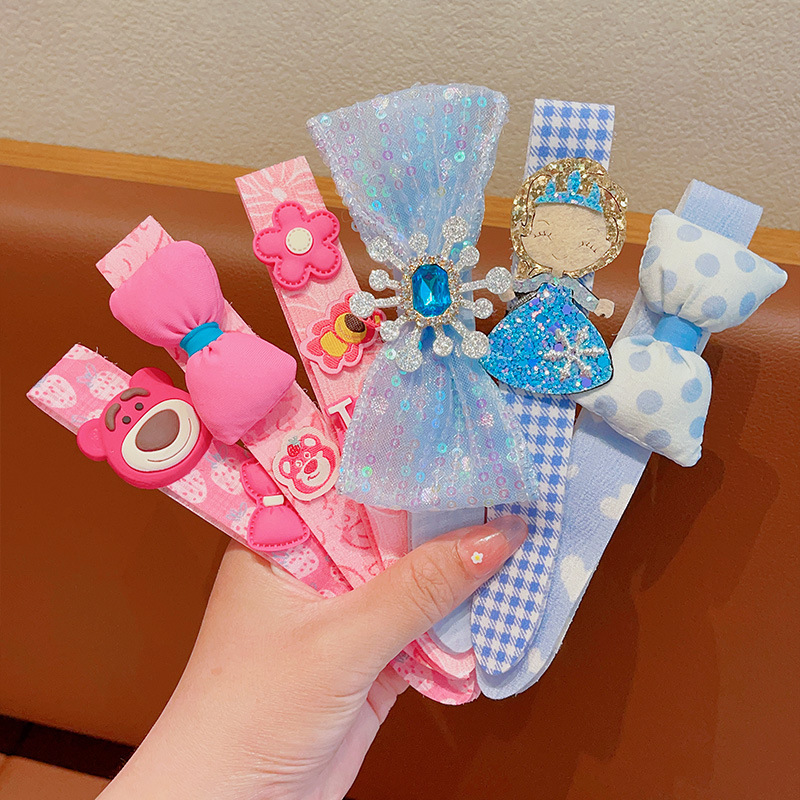 Children's Velcro Little Girl Cartoon Broken Hair Artifact Hairband Girls Bangs Sticker Hairband Baby Headband Hair Accessories Women