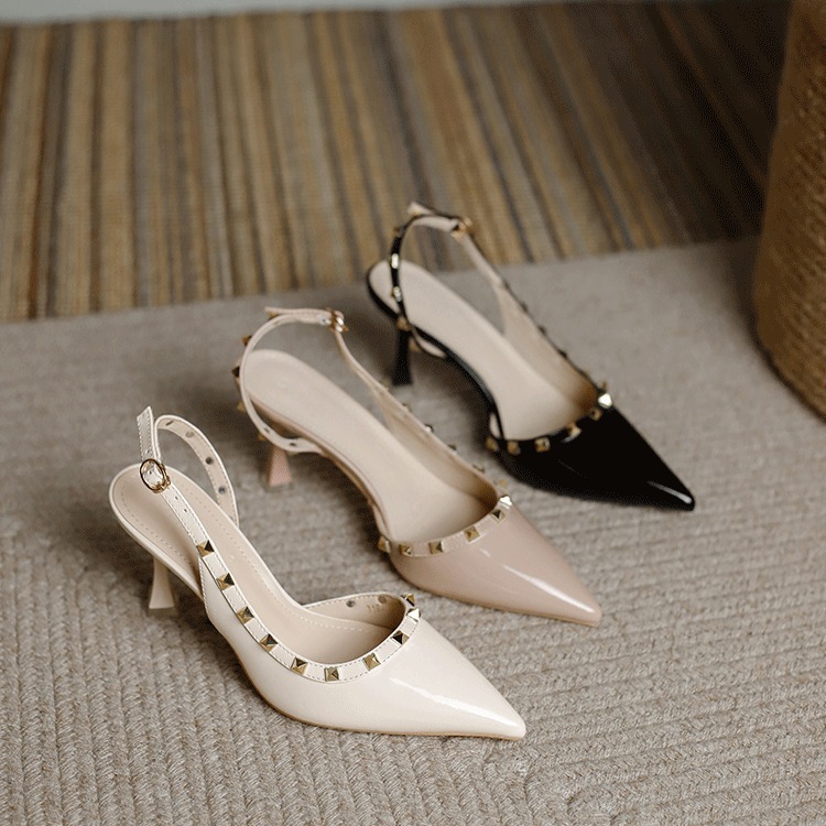 High Heels Women's Summer New Design Sense All-match Cyber Celebrous Pointed Stiletto Heel Rivet Pointed Heel Women's Empty Sandals