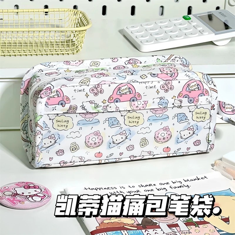 冬日kt印花多层痛包笔袋ins学生可爱大容量多功能少女文具收纳袋|undefined