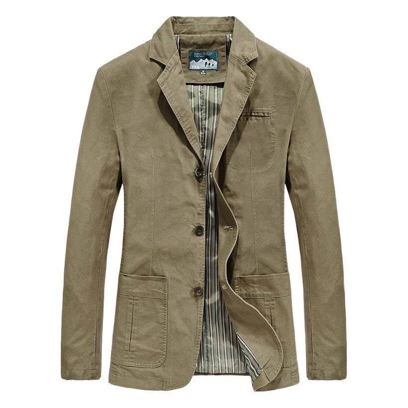 Осенняя Новая мужская хлопковая уличная деловая куртка, Мужская модная повседневная куртка больших размеров, куртка с воротником, мужской костюм