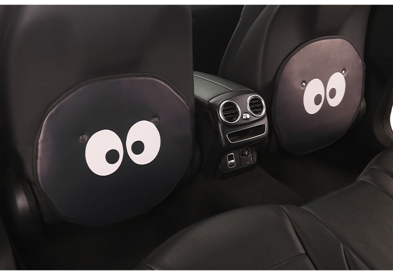 Big-Eyed Little Coal Ball Cute Cartoon Car Seat Back Anti-Kick Pad, Car Seat Back Anti-Dirt and Anti-Stain Pad