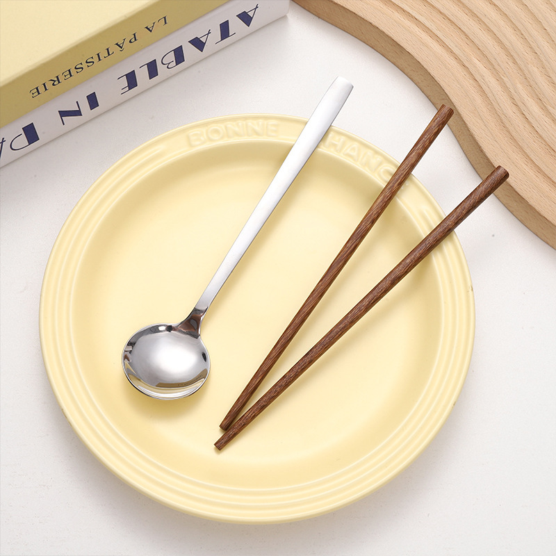 简约木制餐具套装筷勺子两件套ins风便携式收纳盒学生不锈钢餐具|undefined