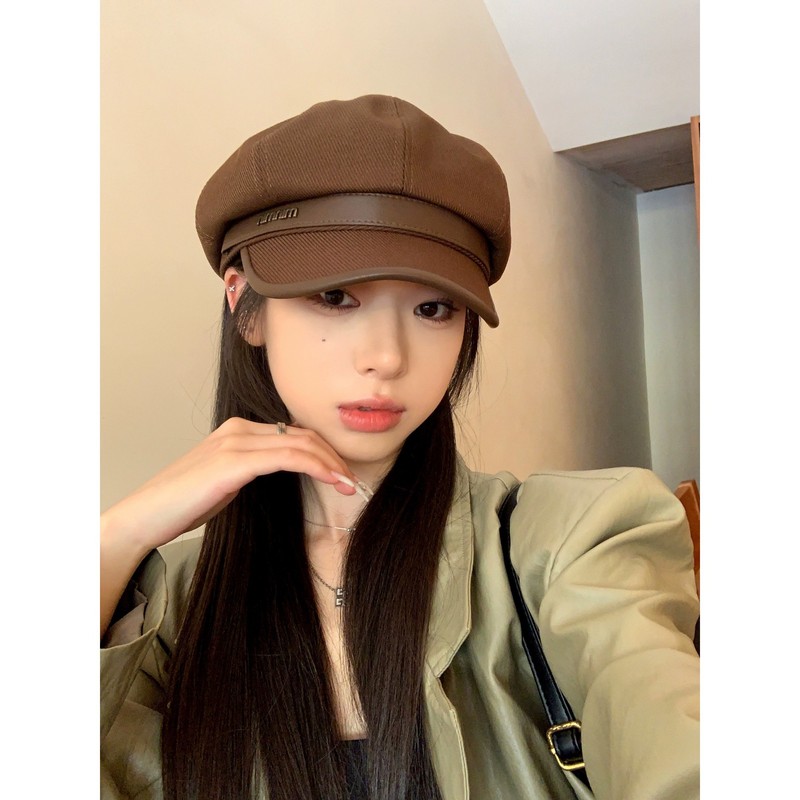 秋冬季前进帽网红帽子漫画家休闲日常出街显脸小百搭八角贝雷帽女|undefined