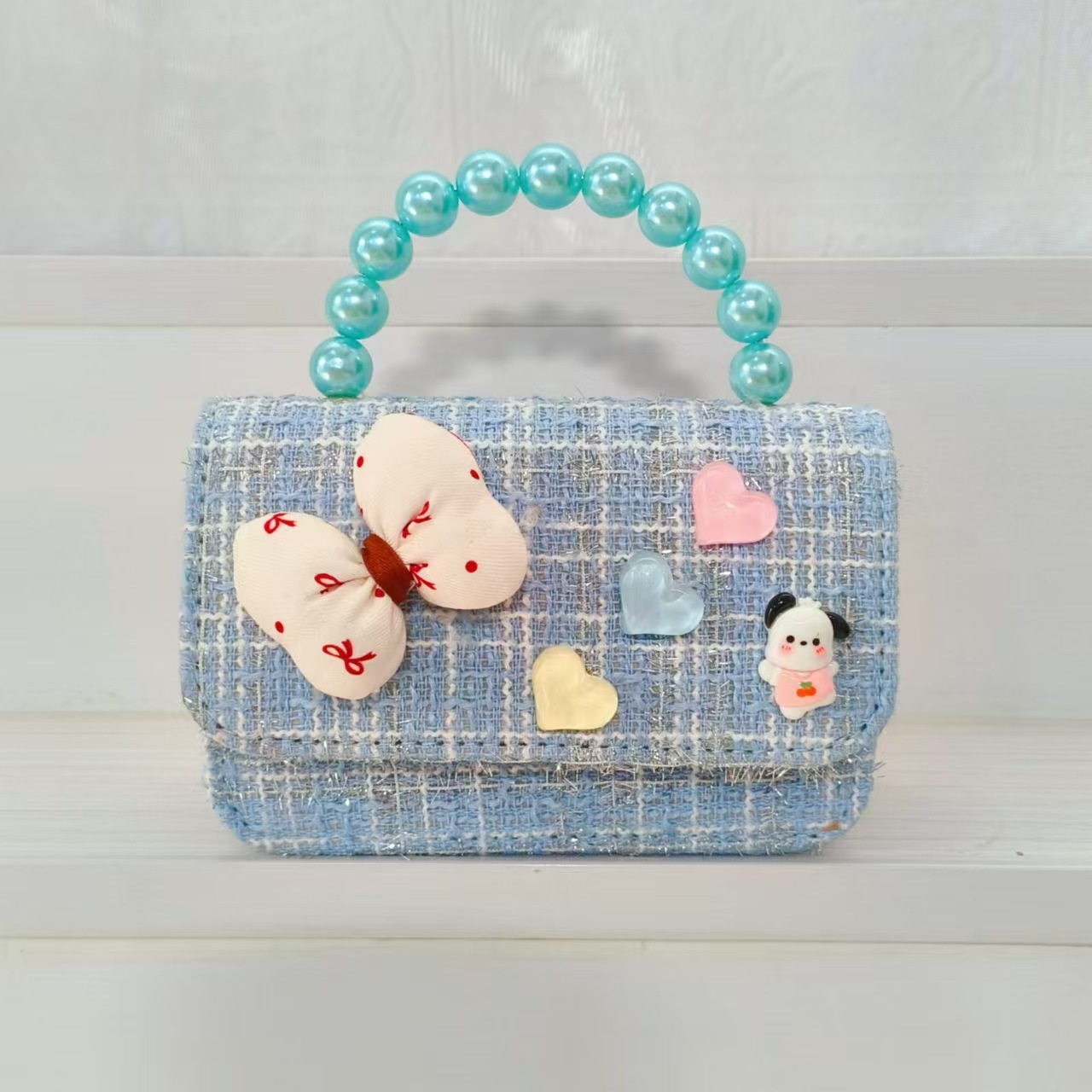 Melody bolso de perlas, bolso de princesa, bolso de hombro, bolso de cambio, accesorios, bolso cuadrado, cadena, bolso de Año Nuevo para chicas