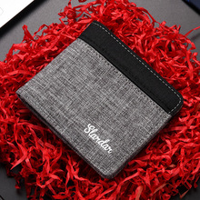 帆布钱包男士短款学生超薄小众皮夹简约可放驾驶证男式钱夹薄潮牌