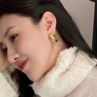 New European and American Autumn and Winter French Retro Fashion Earrings Niche Design High-end All-match Earrings Light Luxury Women's Ear Ring