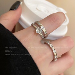 冷淡风锆石戒指女生小众设计高级感精致时尚个性新款极简潮酷指环
