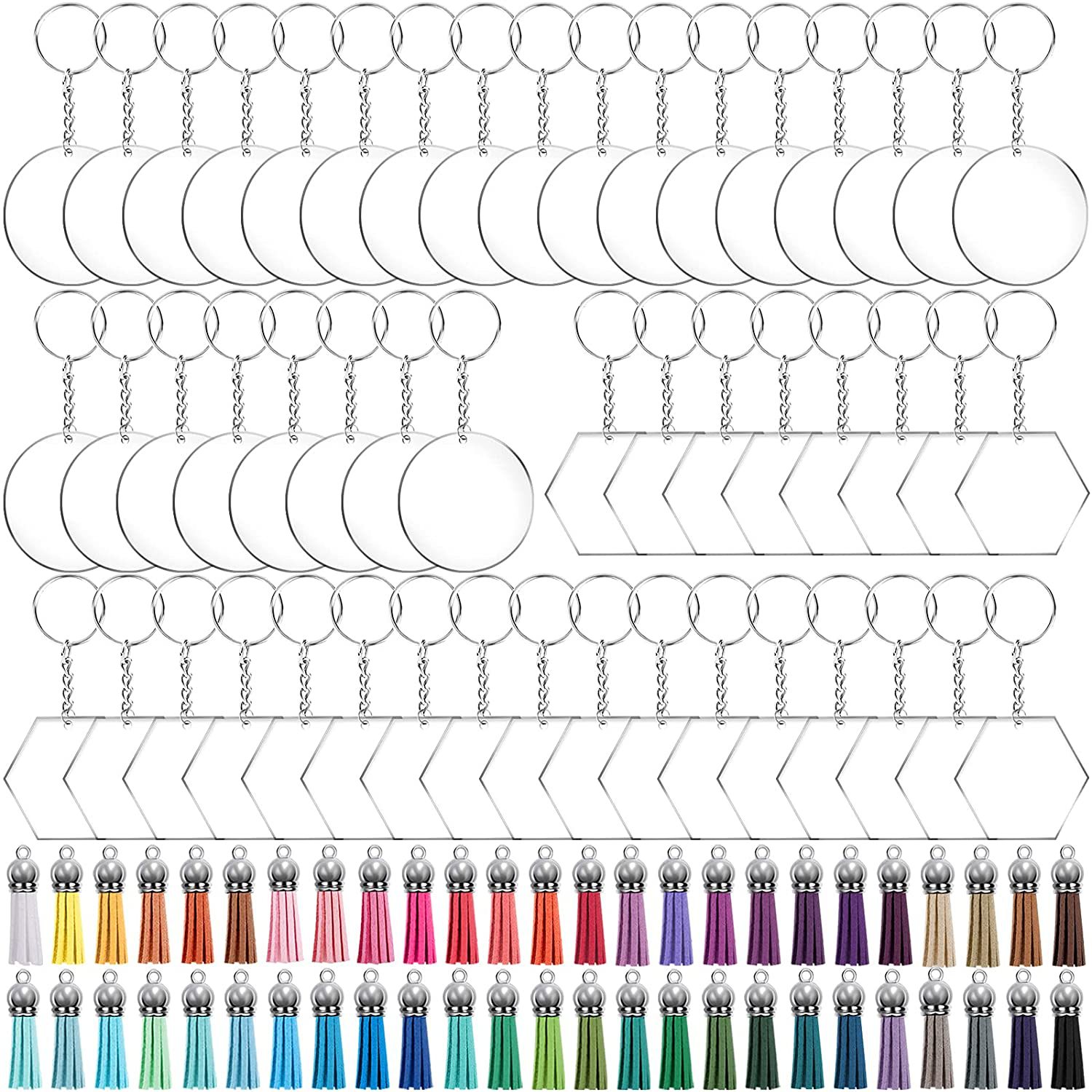 【HOT】跨境热 亚克力透明片圆片钥匙扣 挂饰 多形状切割塑料制品