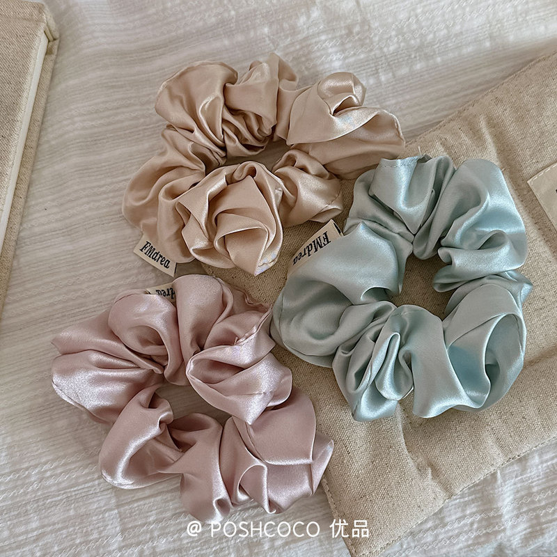 中号日常百搭纯色缎面大肠发圈法式少女丸子头面膜发圈高马尾发绳|undefined