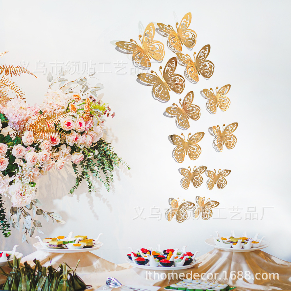 LTHD024 papel hueco mariposa tridimensional mariposa aniversario decoración decorativa decoración de fiesta de cumpleaños