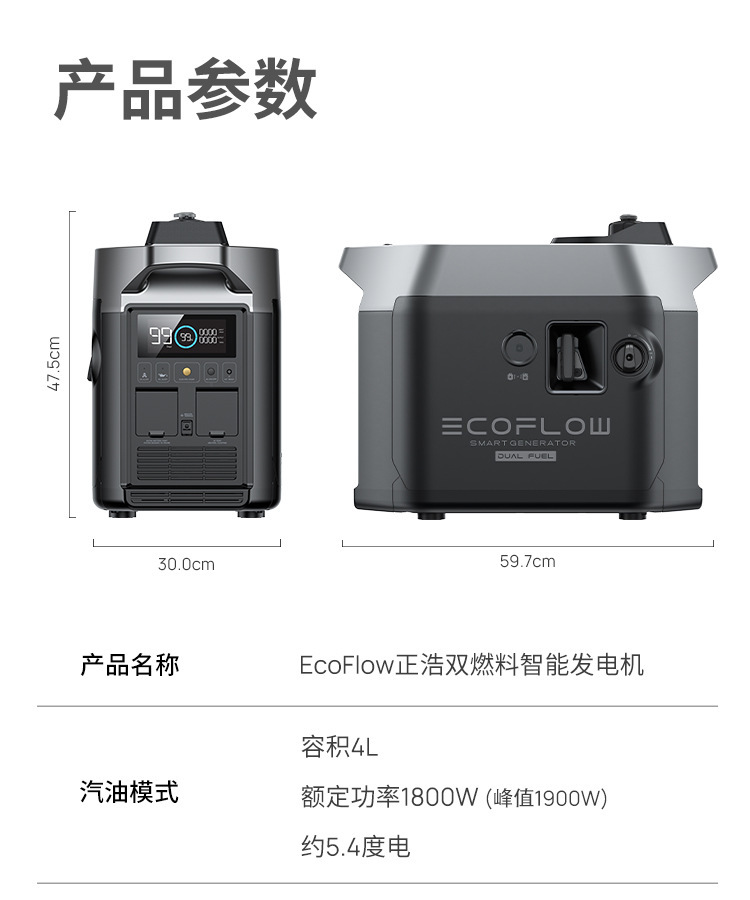 Ecoflow Zhenghao Intelligent Dual-Fuel Generator Oil and Gas Dual-Purpose Automatic Start and Stop 1800W 1600W