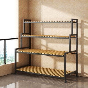 Flower Rack Balcony Storage Rack Stepped Multi-Layer Plant Succulent Flower Pot Bracket Wrought Iron Flower Rack Living Room Luo Zhengzhi
