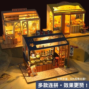 DIY Cabin Hand-Assembled Mini House Building Block Model Miniature Scene Ornaments Toys Birthday Gifts for Girls