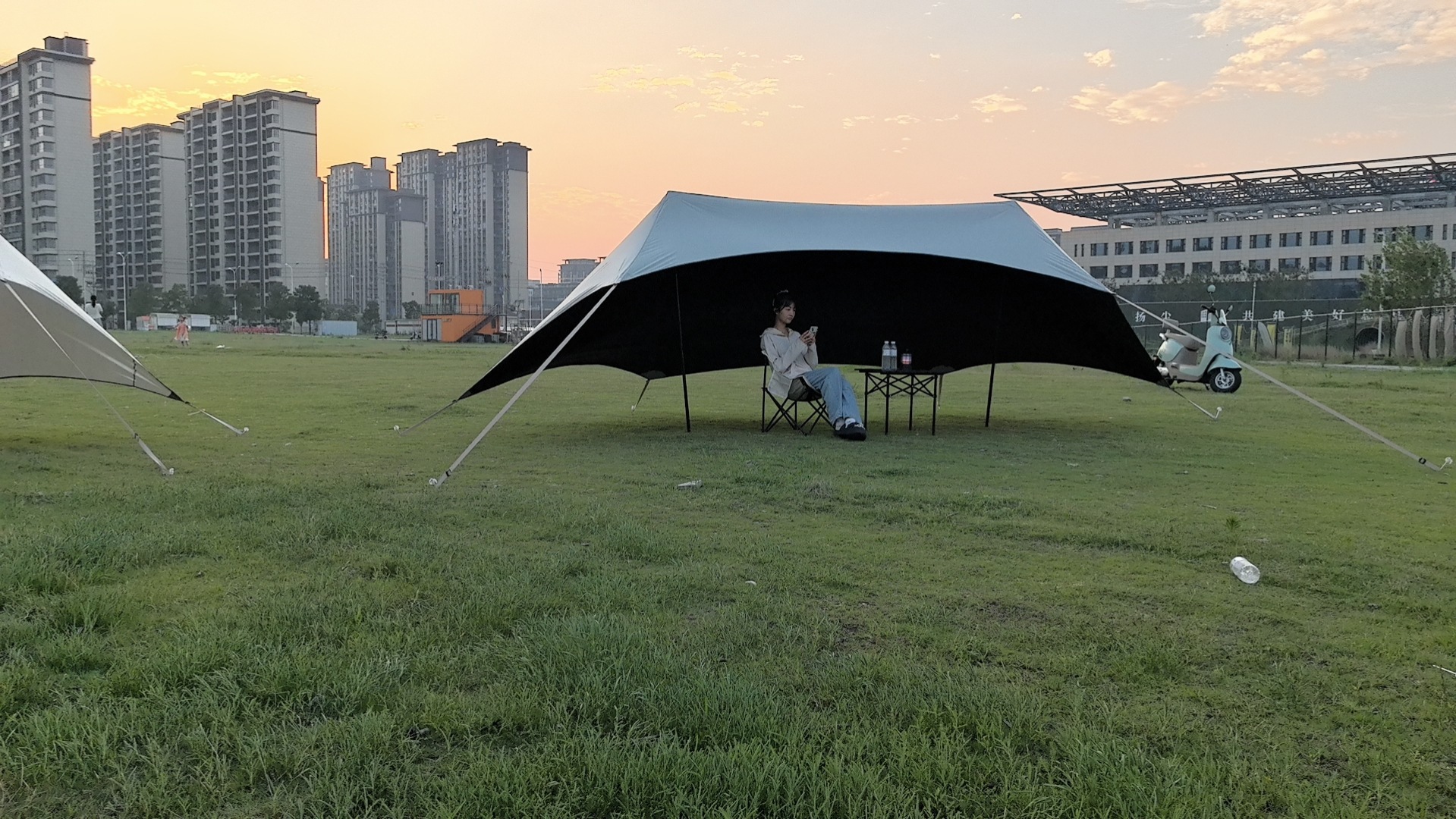 Outdoor Vinyl Canopy Tent, Outdoor Lazy Quick-Build Rainproof Awning, Sun Protection, Wind-Free Rope Quick-Build