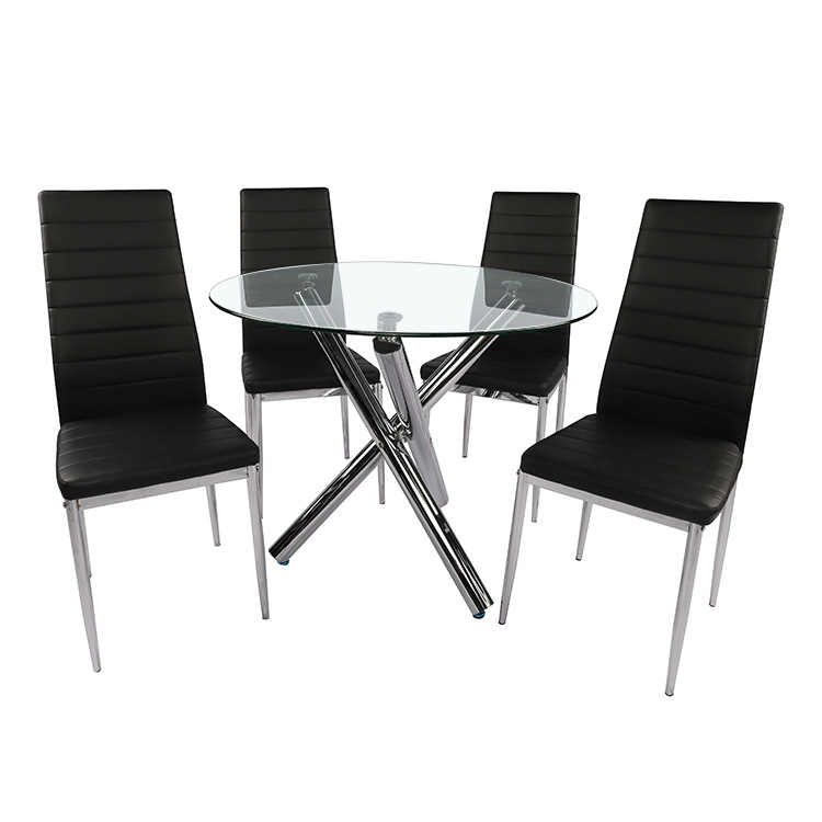 Mesa de comedor de vidrio temperado mesa de comedor de lujo ligero silla de comedor de alta calidad mesa de negociación combinación de sillas domésticas