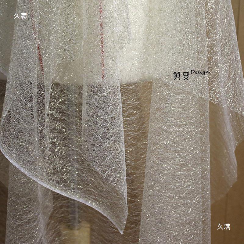 Soft Gold Yarn Asymmetrical Cut Out Glitter Mesh Dense Designer Fabric Handmade DIY Gift Han Clothing Fabric