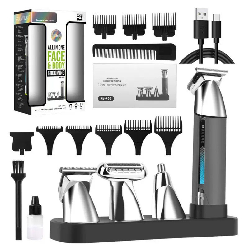 Cross-Border Men's Hair Clipper Set Four-In-One Electric Clipper Nose Hair Trimmer Electric Shaver Electric Clipper