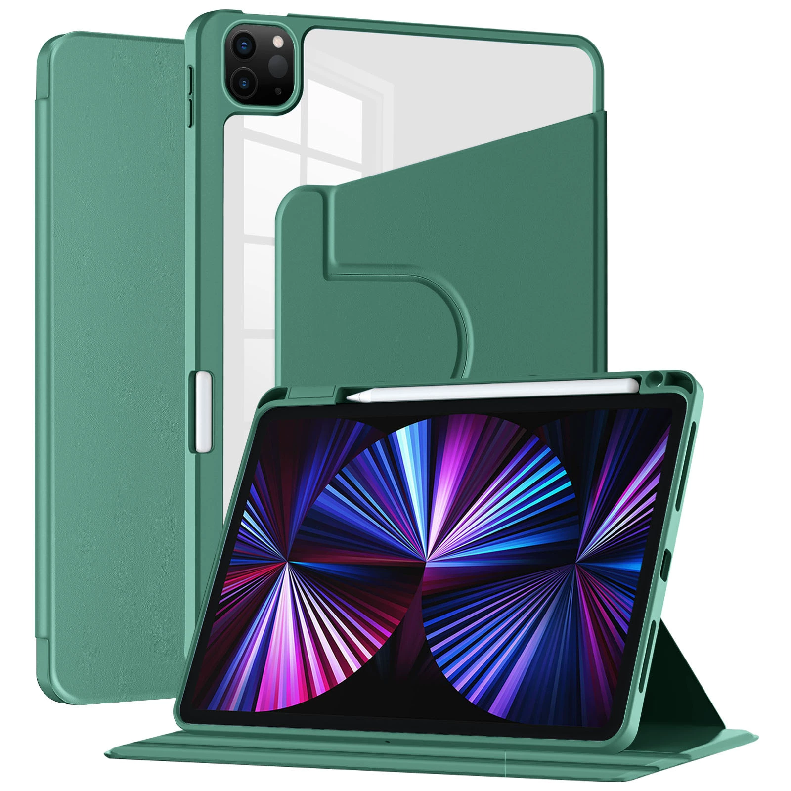 Защитный чехол для iPad 9 10.2, поворот на 360°, акриловый PRO 11 с отделением для стилуса, плоский кожаный чехол 12.9, партия
