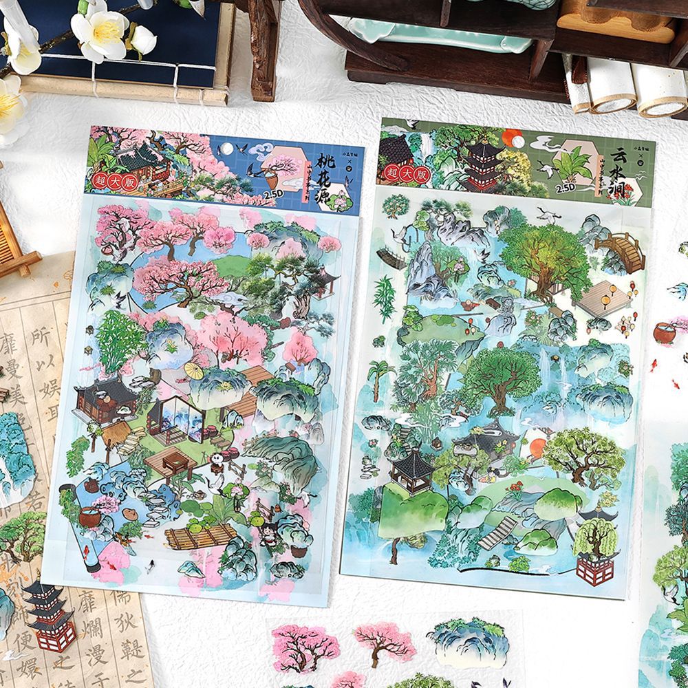 Moyaninfeelme pegatinas paisajísticas de tamaño super grande pegatinas decorativas tridimensionales DIY3D para estudiantes de escritura de montaña