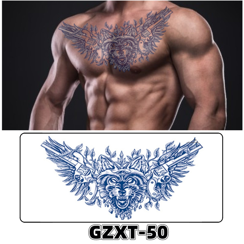 Pegatinas de tatuaje de jugo de pecho de flores pegatinas de tatuaje de hierbas de brazo grande de flores sudor impermeable media hoja alas de flores pegatinas de tatuaje al por mayor