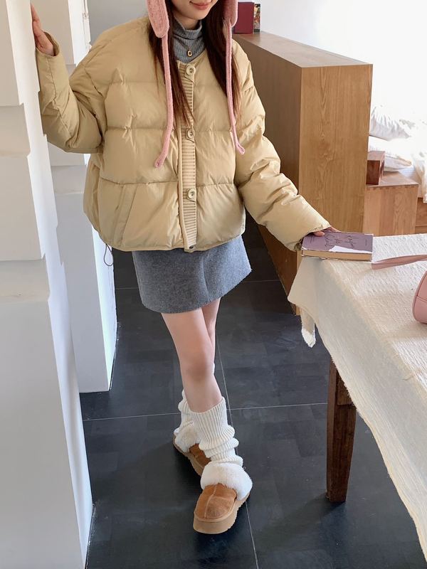 2025年新款羽绒服女短款针织圆领休闲宽松加厚韩版洋气小个子外套|undefined