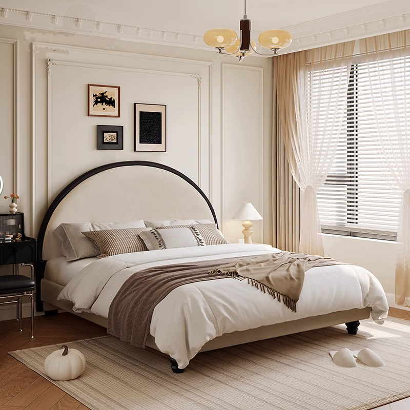 Dan Vance estilo francés crema cama principal dormitorio de niñas en el viento simple cama de luna moderna cama doble cama de tela