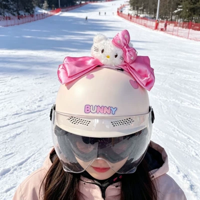 Motorcycle helmet decoration cat ears, Motosiklet dəbilqələri - butterfly-kt-cat-white-without-helmet