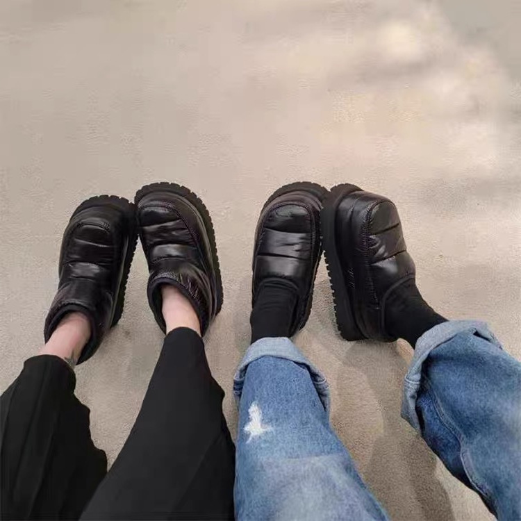 Sheepskin Version ~ New Autumn and Winter Snow Boots, Platform Shoes, Thick-Soled Slippers for Outdoor Wear, Slip-On Clogs, Half-Covered Shoes