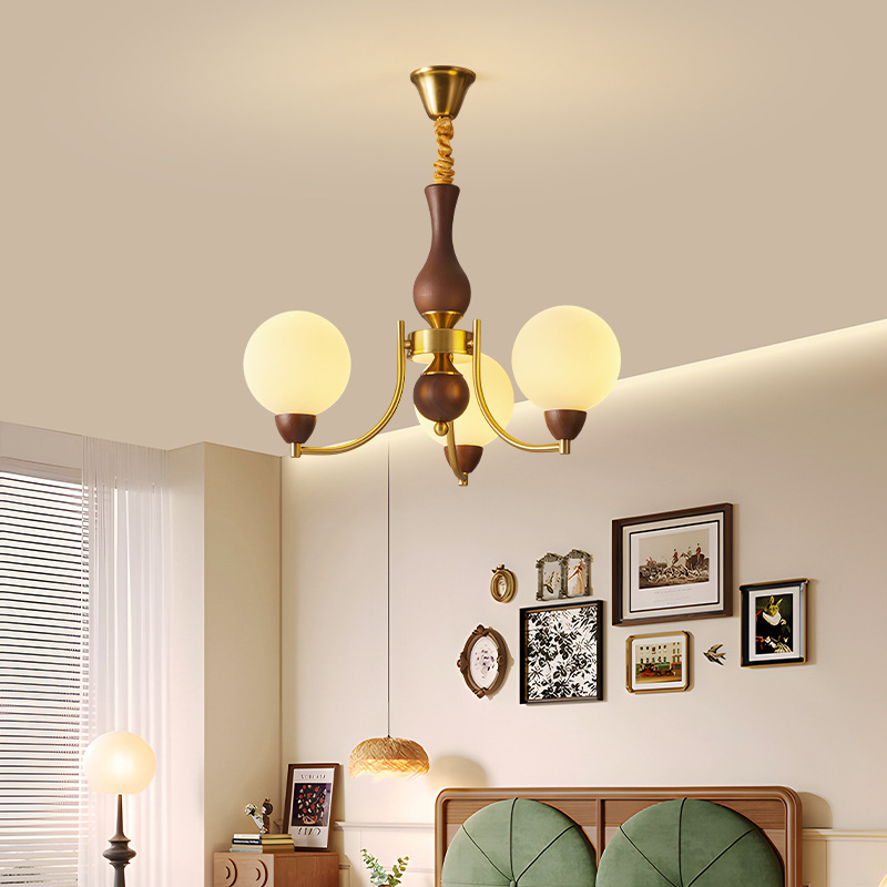 [Selección estricta] Lámparas de frijoles mágicos medievales franceses estilo americano retro comedor de madera maciza dormitorio estudio armario Lámparas de cabina