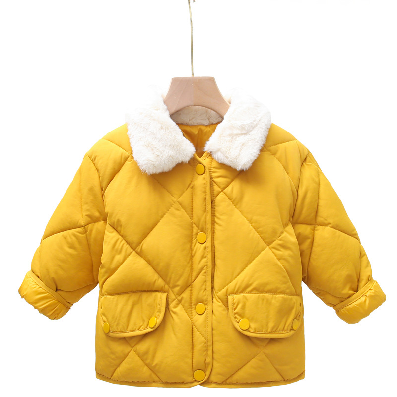 Otoño e invierno nuevos niños Abrigo acolchado de algodón para niños y niñas Cuello de piel engrosado abrigo cálido abrigo de algodón para niños de estilo coreano