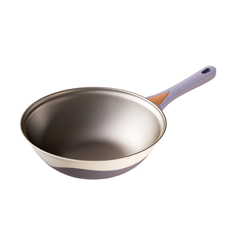 La nueva sartén antiadherente de titanio de dos colores para el hogar 0 olla de micropresión recubierta de flúor estufa general wok wok wok wok al por mayor