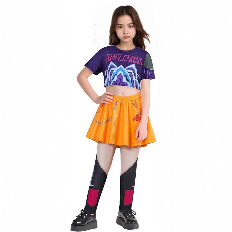 跨境 欧美新款女孩恶魔猎人 流行歌手万圣节服装装扮舞台套装服装|undefined
