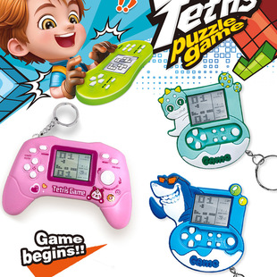 Children's Handheld Tetris Game Console Mini Keychain Educational Toy School Bag Pendant Stall Wholesale
