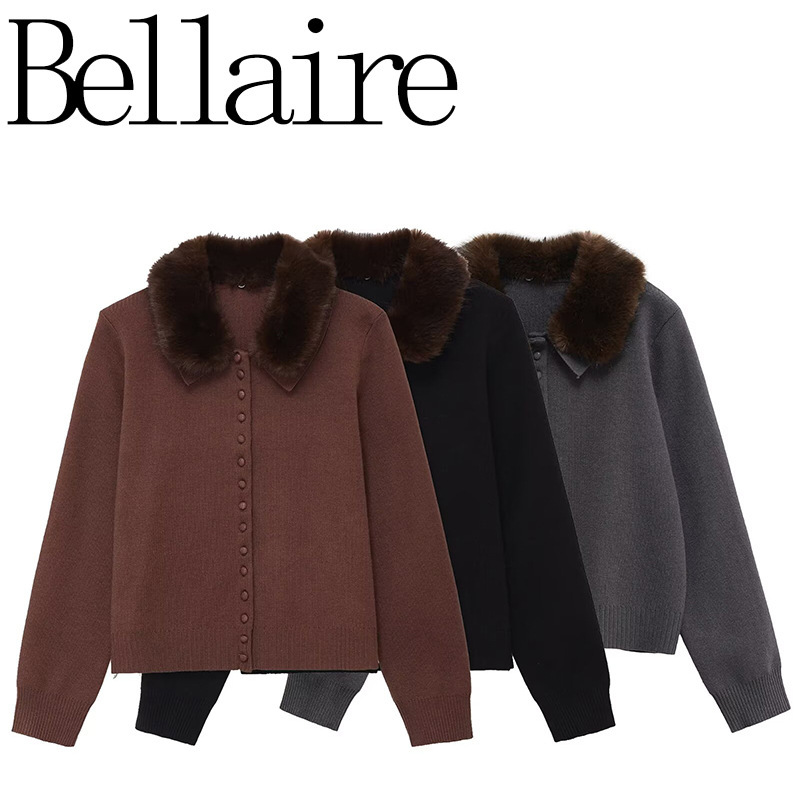 Za Foreign Trade Wholesale European and American Style French Fashion Versatile Faux Fur Lapel Knit Sweater 2756105 Za Foreign Trade Wholesale European and American Style French Fashion Versatile Faux Fur Lapel Knit Sweater 2756105