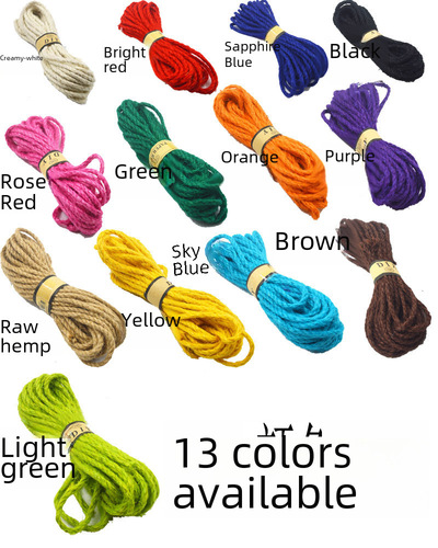 6mm Colorful Jute Rope Braided Vintage Yellow Jute Rope Handmade DIY Decorative Rope Photo Wall Decoration Rope