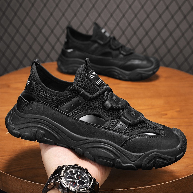 Zapatos de hombre Baotou verano 2025 nuevos zapatos deportivos al aire libre huecos y transpirables para hombres sandalias de vadeo casuales para hombres