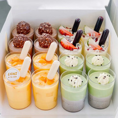 Straight Tube Mousse Cup, Biscuit Cupcake, Tiramisu Transparent Disposable Hard Plastic Dessert Stand Jelly Pudding Cup