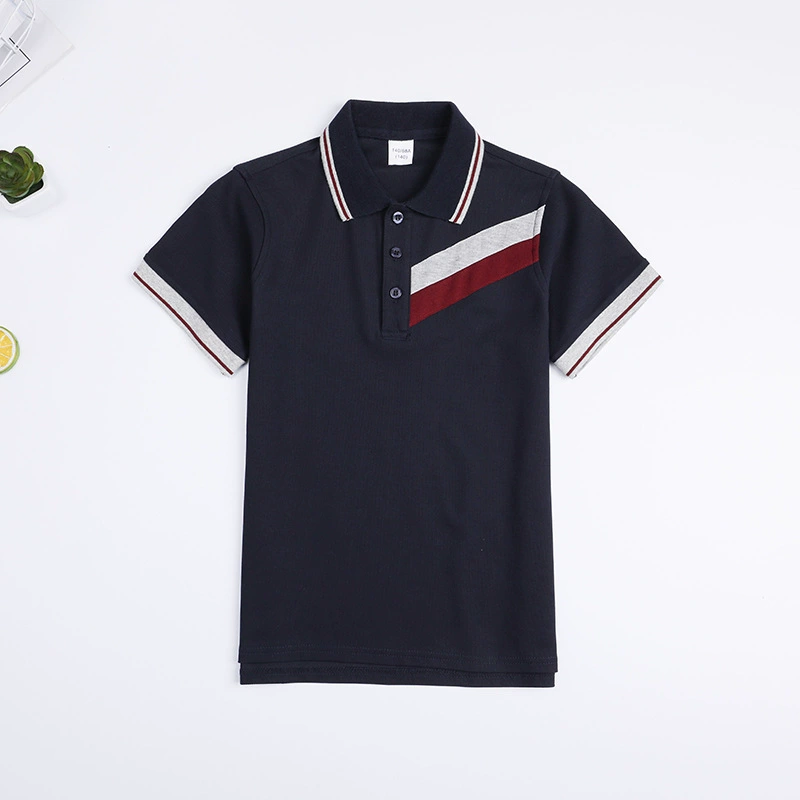 Детская футболка, голубой и белый polo, летняя форма для учащихся, с коротким рукавом