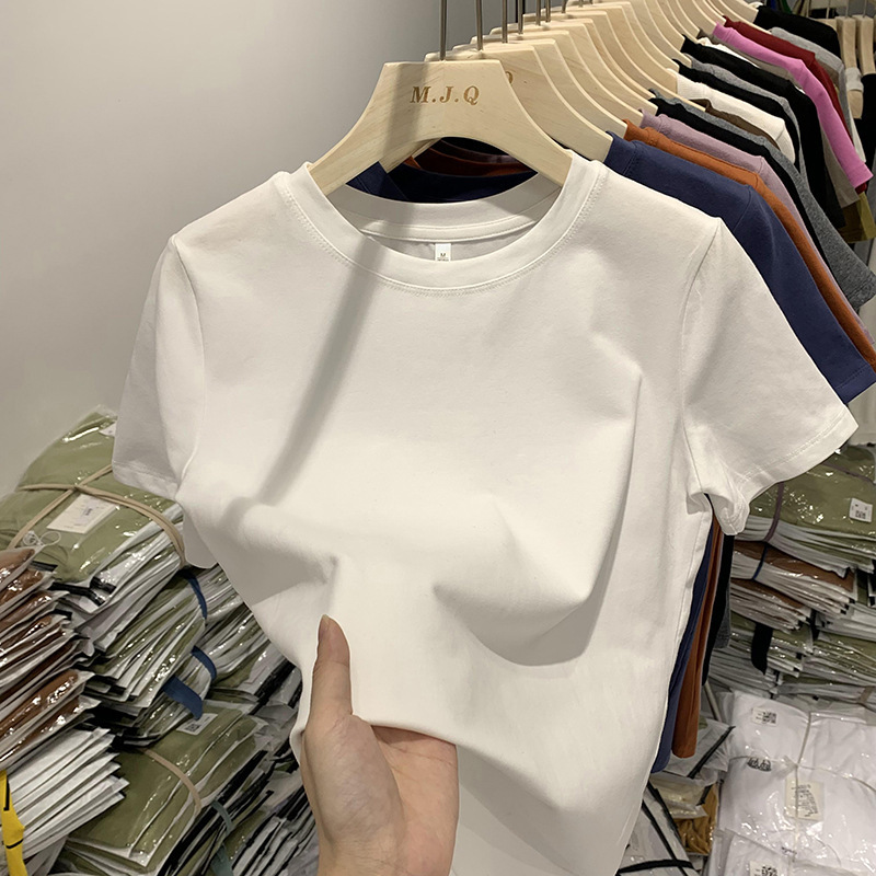 女性のための右肩半袖 T シャツ 2025 夏の新しいルーズインナー多用途ラウンドネック T シャツ薄いトップ|undefined