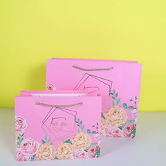 鮮花橫袋禮品手提紙袋子母親節橫版紙質購物袋批發燙金系列袋