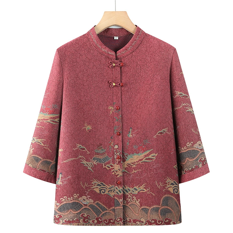 Пожилые люди весенние платья бабушки рубашки пальто мама с длинными рукавами рубашка 60 лет миссис 70 весна и осень национальная одежда