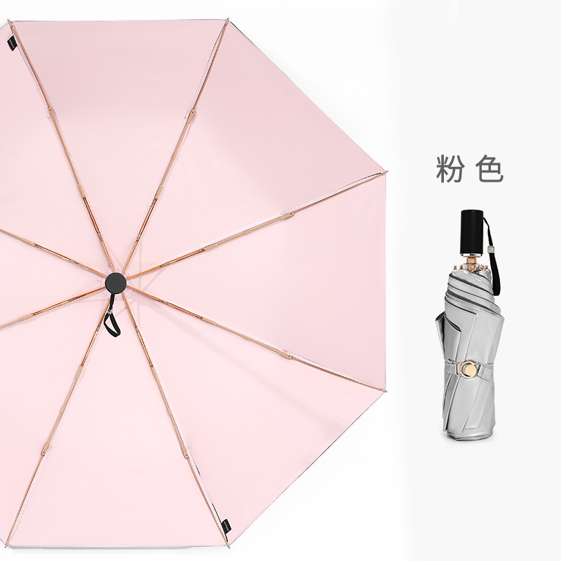 Sombrilla triple plegable de doble capa de plata de titanio, protección solar fuerte, protección UV, sombrilla plegable de doble uso para lluvia y sol, sombrilla de alto valor