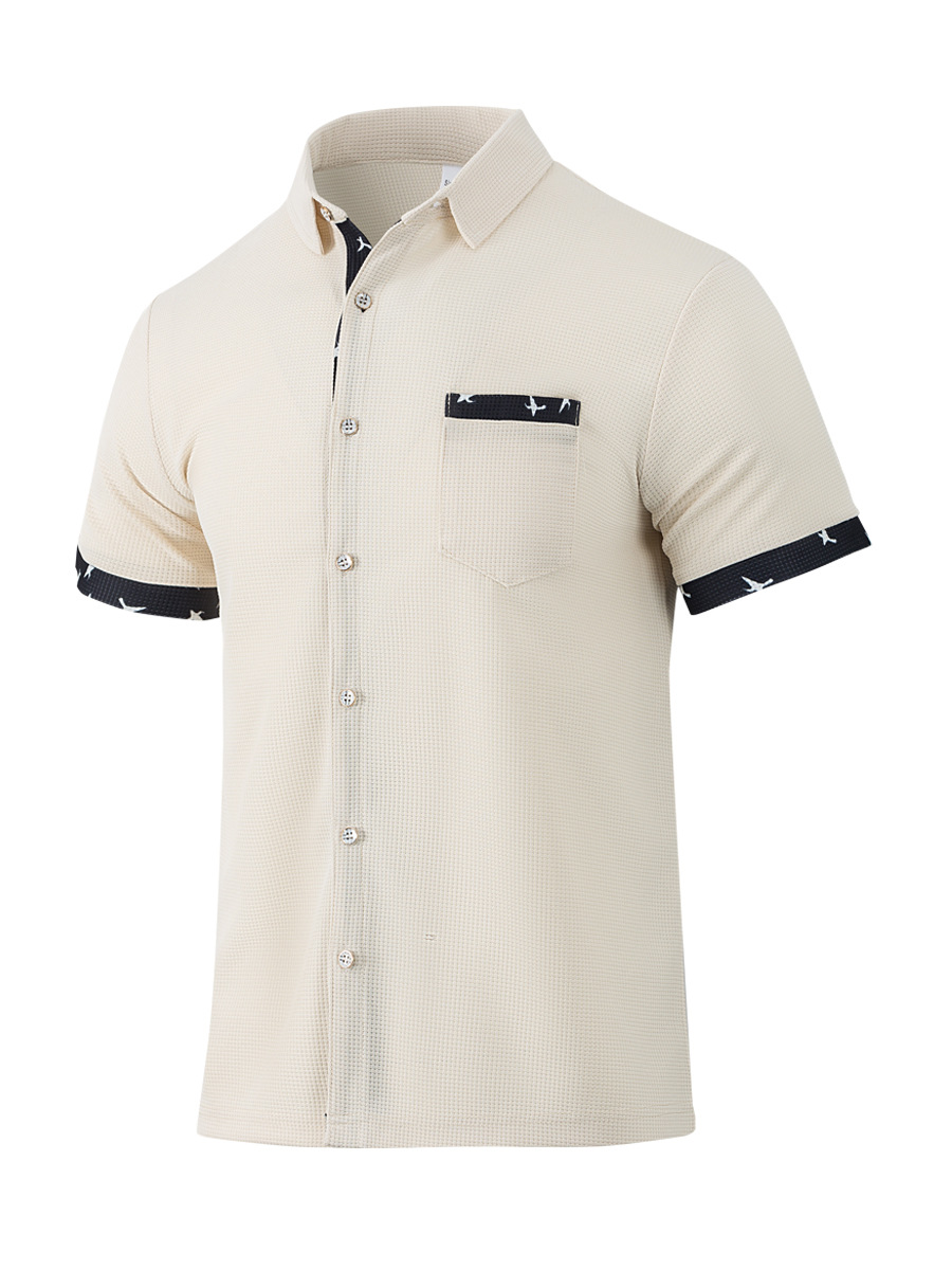 Amerikanisches Herren Strickhemd Mit Kragen Und Druckmuster_voghion.com