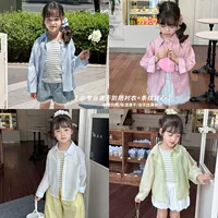 Korean Edition 2025 Новый летний детский ледяной шелк, рубашка Baby с длинными рукавами солнцезащитный жилет из двух частей