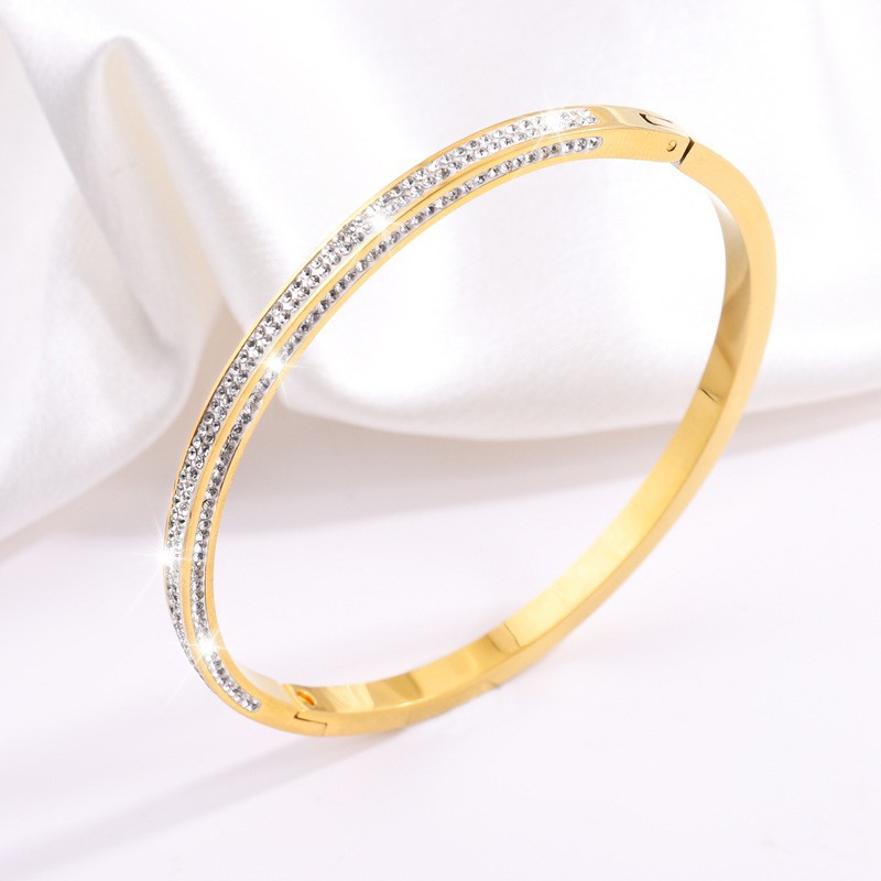 【109】SZ25-1 gold three-sided diamond bracelet