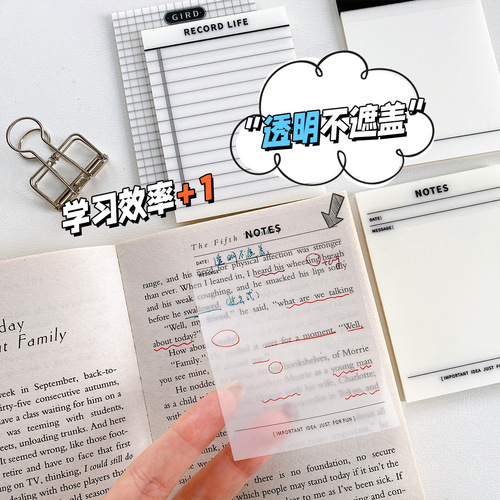 pet multifunctional translucent sticky notes mark key sticky notes plan note grid record N times of sticky notes