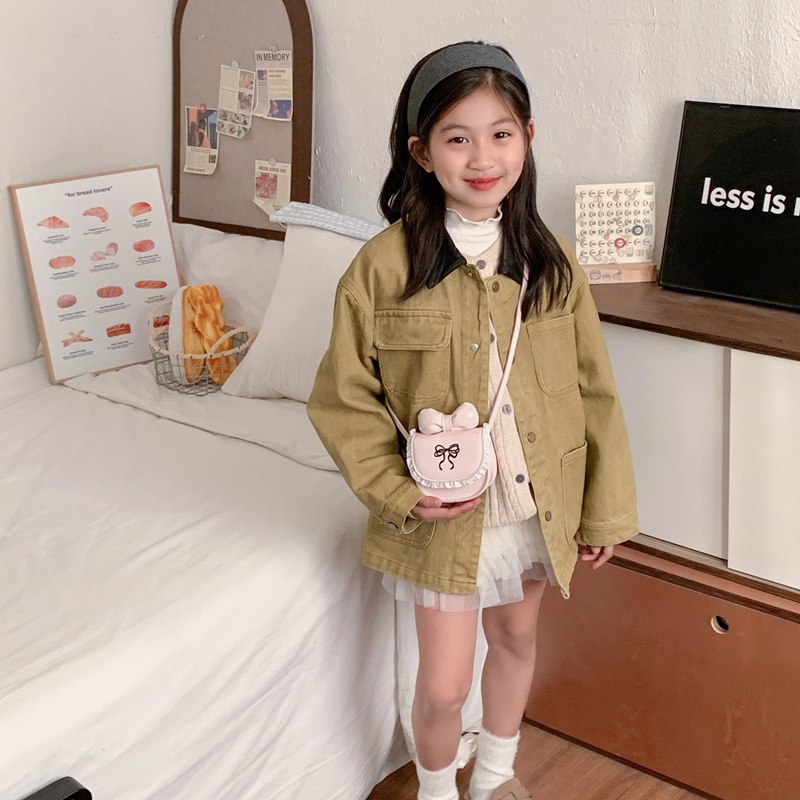 Mochila de moda extranjera de arco de niñas, mini lindos mochilas de bebé, bolsas de encaje dulces para niños