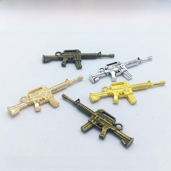 diy vintage alloy jewelry accessories 45mm submachine gun rifle bracelet necklace clothing decoration material pendant