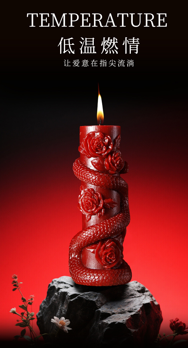 Low-Temperature Aromatherapy Massage Candle in Red, Soy Wax, Roman Style — detail image 22